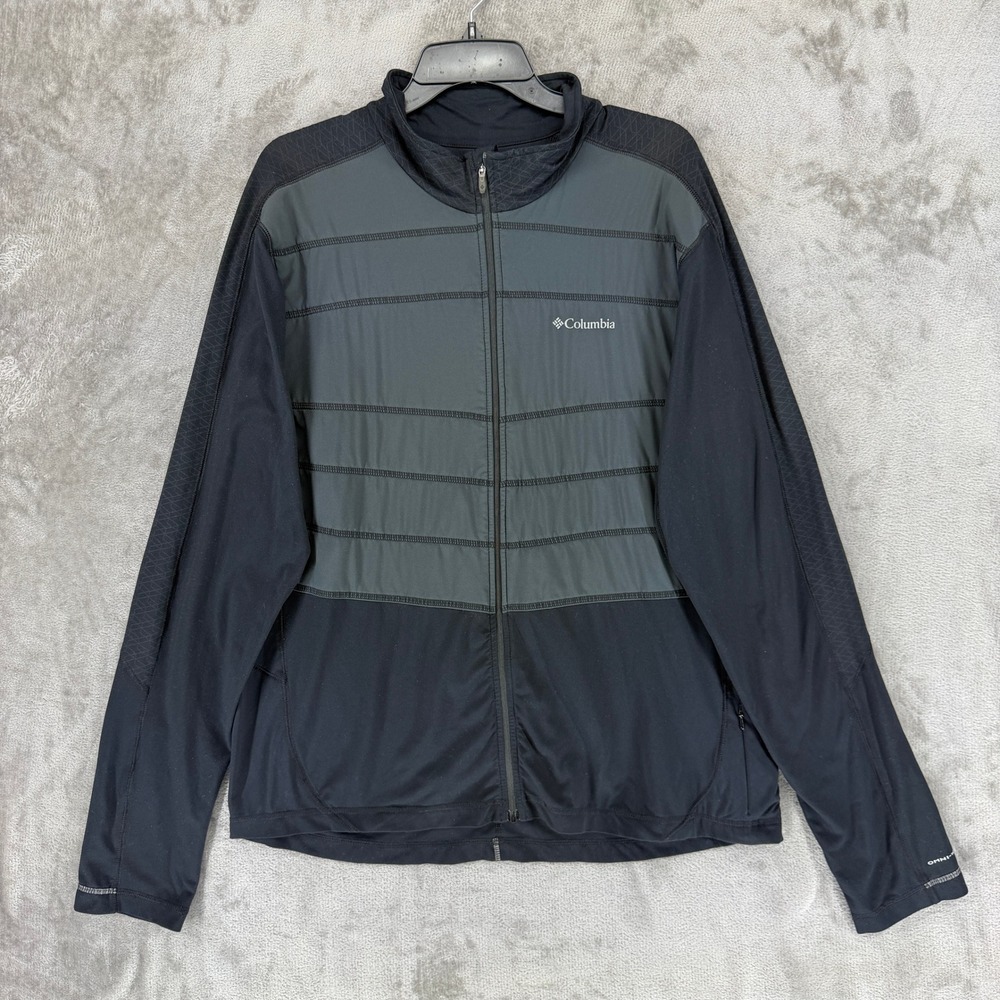 Columbia Mens‎ Omni-Wick Hybrid Full Zip Insulated Jacket Black Grey Large